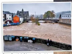  ?? ?? Fears: People left homes in Hawick, right. The swollen Teviot, above