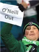  ??  ?? Dissent: an Ireland fan makes his feelings known