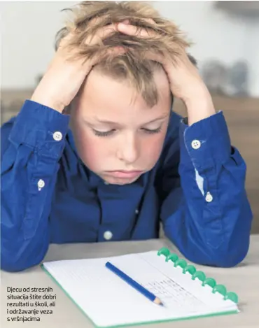  ??  ?? Djecu od stresnih situacija štite dobri rezultati u školi, ali i održavanje veza s vršnjacima