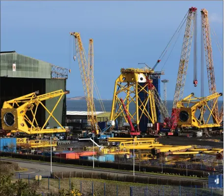  ??  ?? The Bifab Methil yard in Fife, which saw a £2 billion deal for it to manufactur­e eight wind turbine jackets collapse last month