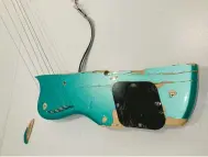  ?? ?? One of Naama Tsabar’s creatively smashed floor-mounted guitars.