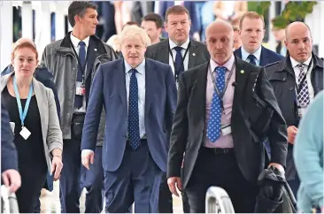  ?? Picture: JEFF J MITCHELL/GETTY ?? UNDER SIEGE: Premier Boris Johnson arriving for the Tory conference in Manchester yesterday