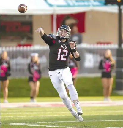  ?? | NIU ATHLETICS ?? Drew Hare, who set the NIU record for completion percentage in a game, went 29-for-32 for 363 yards and two TDs.