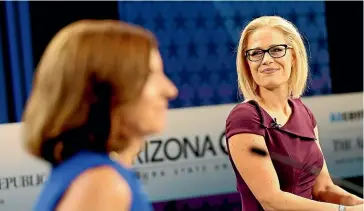  ??  ?? Arizona Senate candidates Martha McSally, left, and Kyrsten Sinema. Arizona has a rare Senate seat that the Democrats are attempting to win, rather than defend.