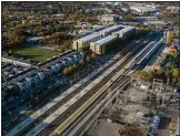  ?? STAFF FILE PHOTO ?? Aerial view of the area of Google’s proposed transitori­ented village near Diridon station, on the western edge of downtown San Jose.