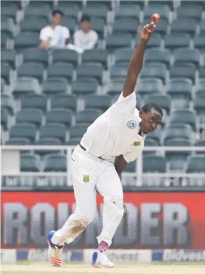  ?? Picture / AP ?? Kagiso Rabada’s graceful 150km/h-plus rockets are proving an asset for South Africa.