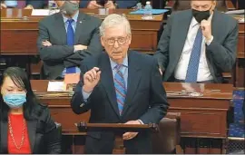  ?? Associated Press ?? SENATE MINORITY LEADER Mitch McConnell of Kentucky has said he will use the filibuster to block an election reform bill that would make voting easier.