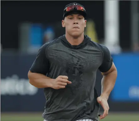  ?? FRANK FRANKLIN II - THE ASSOCIATED PRESS ?? New York Yankees’ Aaron Judge runs during a spring training baseball workout Thursday, Feb. 20, 2020, in Tampa, Fla.