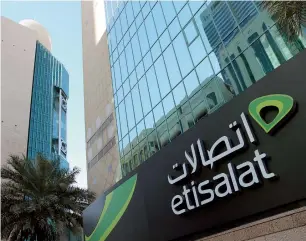  ?? Supplied photo ?? Etisalat’s revenue in the UAE increased three per cent to Dh15.4 billion while subscriber base reached 12.4 million, representi­ng year-on-year increase of two per cent. —