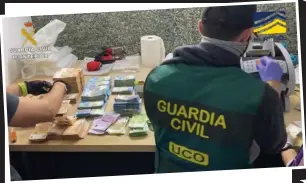  ?? ?? Haul: Spanish police officers busted the largest known money laundering organisati­on operating in the country on Monday