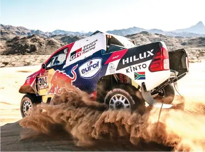  ?? Picture: Supplied ?? POWERING AHEAD. South African driver Giniel De Villiers won the second stage of the Dakar Rally, a 401km route, of which 367 WAS a special route between Al-Wajh and Neom yesterday.