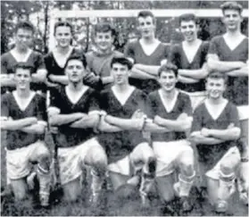  ?? ?? This is the Morgan Academy football first XI from 1959-60. Back row (from left) – Unknown, Dillon, McCulloch, McGregor, McGovern, Unknown.
Front row – Tipping, McKenna, Donaldson, Thom, Dillon.