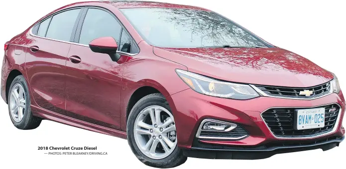  ?? — PHOTOS: PETER BLEAKNEY/DRIVING.CA ?? 2018 Chevrolet Cruze Diesel