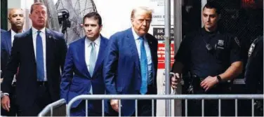  ?? Agence France-presse ?? ↑ Donald Trump returns to the courtroom after a break in his trial at Manhattan Criminal Court in New York City on Friday.