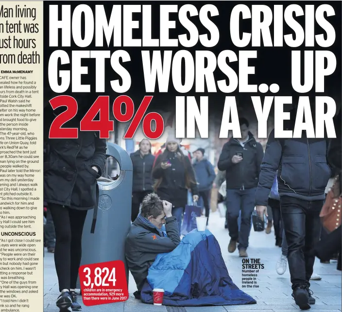  ??  ?? ON THE STREETS Number of homeless people in Ireland is on the rise