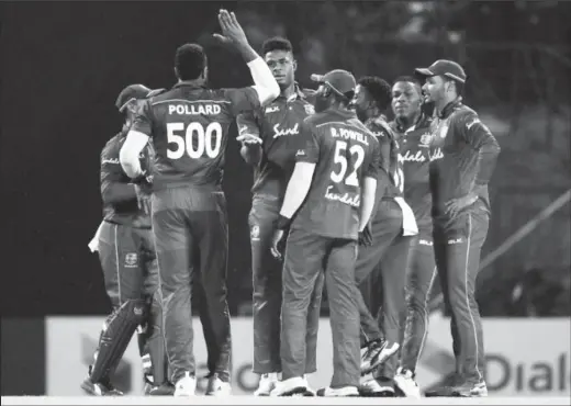  ??  ?? The victorious West Indies team at Wednesday’s T20 match. (CWI photo)