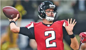  ??  ?? Atlanta quarterbac­k Matt Ryan has helped the Falcons score a touchdown on eight of their past 10 trips inside the 20-yard line. The offense struggled in the red zone last season and early this season before having success.