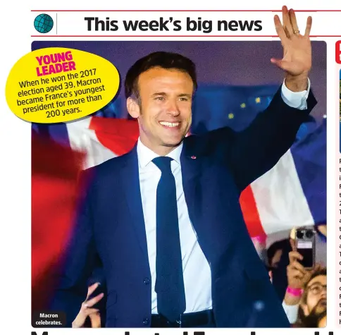  ?? ?? Macron celebrates.