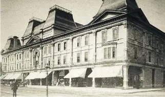  ??  ?? Queen’s Hall was located at the corner of Ste- Catherine and University Sts., where the old Eaton building was and where Les Ailes de la Mode is today. Queen’s hall, which partially collapsed in 1899 and was later demolished, was often said to be...
