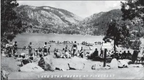  ?? Courtesy photo
/ Cate Culver ?? Early postcard of sunbathers on the beach at Pinecrest Reservoir