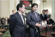  ?? Gary Coronado Los Angeles Times ?? ASSEMBLY SPEAKER Anthony Rendon, left, and Senate President Pro Tem Kevin de León.