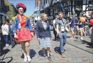  ?? Picture: Chris Davey FM4805512 ?? Delilah Tickles and Lord Mayor Cllr Rosemary Doyle lead the Pride march in Canterbury