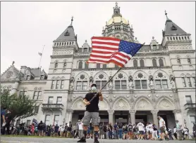  ?? Jessica Hill / Associated Press ?? A “Back the Blue” rally to show support for law enforcemen­t officers at the Capitol in Hartford July 23, 2020.
