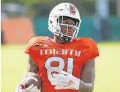  ?? WILFREDO LEE/AP ?? Larry Hodges is one of several freshmen who could make an impact for the Hurricanes this season.