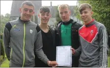  ??  ?? Relief for Sean O’Leary, Cian Gammell, Sean O’Sullivan and Sean Doherty from St Brendan’s College , Killarney on Leaving Cert day.