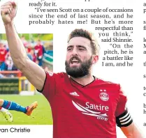  ??  ?? Shinnie feels the force of this Ryan Christie tackle three years ago