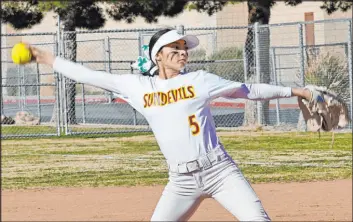  ?? Chitose Suzuki Las Vegas Review-journal @chitosepho­to ?? Senior Erica Madrid is on the mound most games for Eldorado, but she can deliver at the plate as well for the Sundevils.