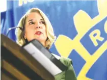  ?? STAFF PHOTO BY ERIN O. SMITH ?? Tennessee Board of Regents Chancellor Flora Tydings speaks about Tennessee Promise at the Rotary Club of Chattanoog­a at the Chattanoog­a Convention Center Thursday.