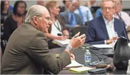  ?? JOHANNA HUCKEBA/THE REPUBLIC ?? Arizona Corporatio­n Commission members, including Chairman Bob Burns, are weighing whether to deregulate electricit­y.