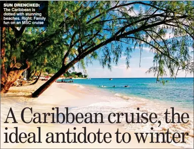  ??  ?? SUN DRENCHED: The Caribbean is dotted with stunning beaches. Right: Family fun on an MSC cruise