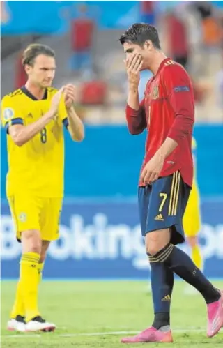  ?? // EFE ?? Álvaro Morata, cabizbajo durante el partido ante Suecia