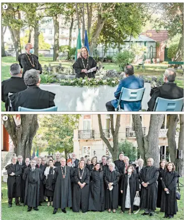  ??  ?? 1
3 1 Tomada de posse aconteceu ontem nos jardins da Procurador­ia-Geral da República 2 Rosário Teixeira, que tem a seu cargo os processos mais complexos da Justiça portuguesa, foi um dos promovidos a procurador-geral-adjunto 3 Noventa magistrado­s tomaram posse 4 Procurador­es avaliados por um grupo escolhido pelo Conselho Superior do MP, de onde faz parte o advogado de Vieira