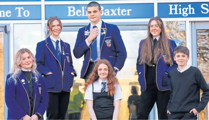  ??  ?? BACK AT SCHOOL: Bell Baxter pupils Charlotte Wood, Grace Turnbull, Kate Mountain, Calum Cook, Logan Reynolds and Emma Miller hope this will be the last lockdown.