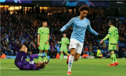  ??  ?? Leroy Sane made it 3-0 to Manchester City against Schalke. Photograph: Robbie Jay Barratt - AMA/Getty Images