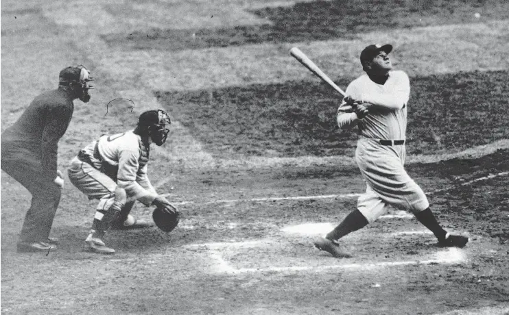  ?? — THE ASSOCIATED PRESS FILES ?? The Baseball Hall of Fame says it has the bat New York Yankees’ Babe Ruth used to hit his then-record 60th home run in 1927.