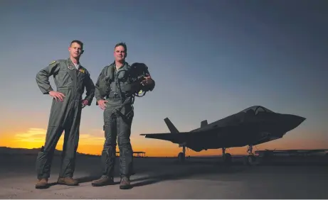  ?? Picture: NATHAN EDWARDS ?? Squadron leader Wing Commander Darren Clare, right, and his Flight Lieutenant colleague who has asked to remain nameless, are among a group of Australian pilots training in F-35 jets at Luke Air Force Base in Phoenix, Arizona