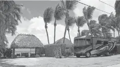  ??  ?? Bluewater Key RV resort near Key West features luxury tiki huts featuring flat- screen TVs and Wi- Fi.