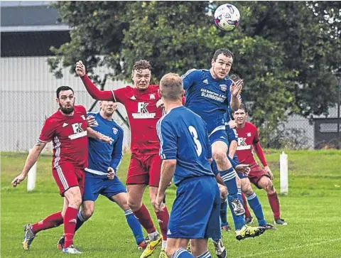  ??  ?? Broughty Athletic beat Blairgowri­e (blue) 5-2 in the GA Engineerin­g Cup at Whitton Park last week.