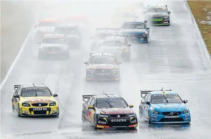  ?? Photo: Getty Images ?? Ice rink: Bad weather made conditions treacherou­s at the Sydney 400 yesterday but Van Gisbergen rose to the occasion.