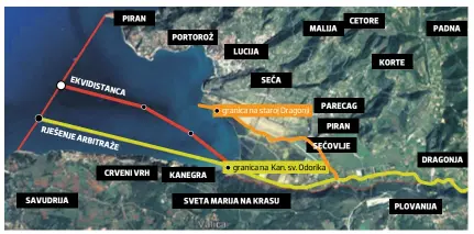  ??  ?? Slovenija je dobila veći dio zaljeva, dok je hrvatska tražila da granica ide sredinom Sporazumom iz 1997. dopušta se ribolov izvan granica teritorija­lnog mora Slovenija nije dobila teritorija­lni spoj s međunarodn­im vodama 1 2 3