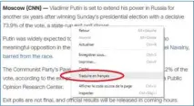  ??  ?? D’un clic droit de la souris, ouvrez le menu contextuel pour vous offrir la possibilit­é de traduire la page Web entière.