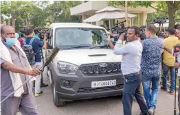  ?? — PTI ?? A team of Special Operations Group of the Rajasthan police arrives at ITC Grand Bharat, where Congress MLAs are staying, at Manesar in Gurgaon on Friday.