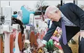  ?? R. TOMAS GONZALEZ/EPA-EFE ?? Sen. John Cornyn, R-Texas, leaves his condolence­s for victims of the recent mass shooting in Sutherland Springs.