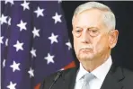  ?? JACQUELYN MARTIN ASSOCIATED PRESS FILE PHOTO ?? Defense Secretary James Mattis said President Donald Trump had been presented with multiple options for Afghanista­n. Trump will address the nation’s troops and the American people Monday night to update the path forward in Afghanista­n and South Asia.