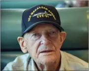  ?? TANIA BARRICKLO- DAILY FREEMAN ?? Salvatore Philip Mattracion, who was to turn 101 today, talks with a reporter at the Gateway Diner in Highland, N.Y., about his experience­s in the U.S. Navy during World War II.