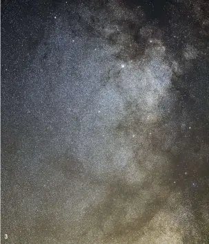  ??  ?? 3
The images taken under the pristine conditions found in parts of Exmoor can be fantastic. Here we see the North America Nebula and its surroundin­gs [1], the Lagoon and Trifid Nebulae with a globular cluster [2], and the Scutum Star Cloud [3]